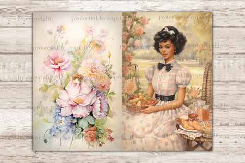 Secret Garden Junk Journal Paper | Black Girl Printable SVG GlamArtZhanna 