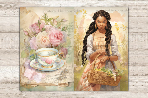 Secret Garden Junk Journal Paper | Black Girl Printable SVG GlamArtZhanna 