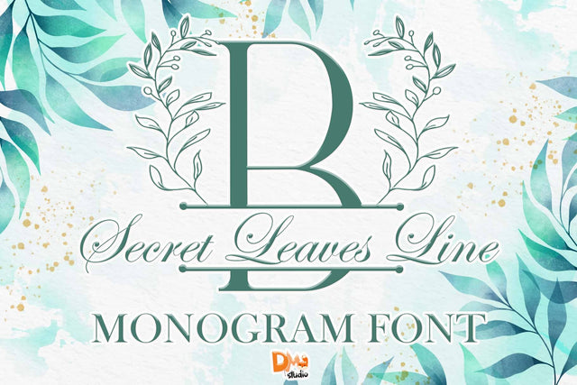 Secret Leaves Line Monogram Font Dm Letter Studio 
