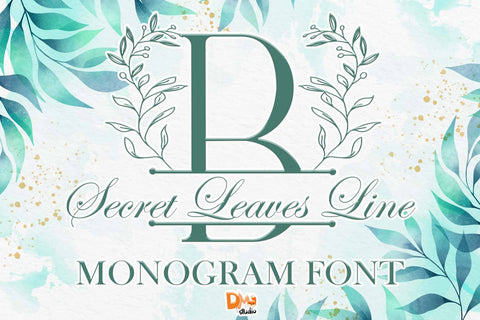 Secret Leaves Line Monogram Font Dm Letter Studio 