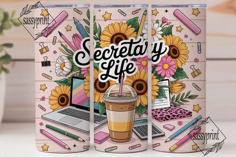Secretary Life 20oz Tumbler Wrap Sublimation sassyprint 