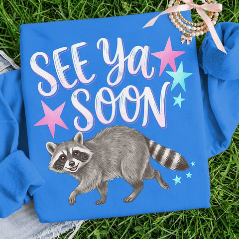 See Ya Soon Raccoon PNG, Girly Boutique Trash Panda Sublimation The Vintage Signs Shop 
