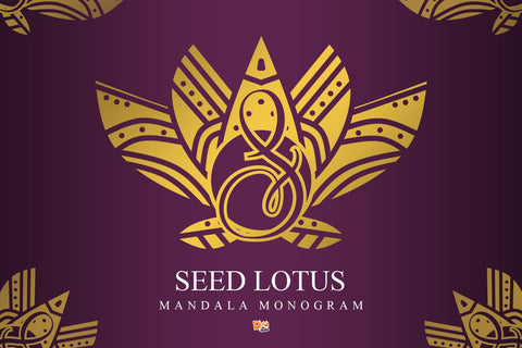 Seed Lotus Mandala Monogram Font Dm Letter Studio 
