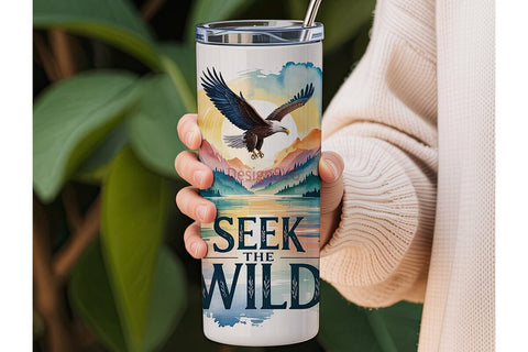 Seek The Wild 20oz Tumbler Wrap Sublimation DesignSVG 