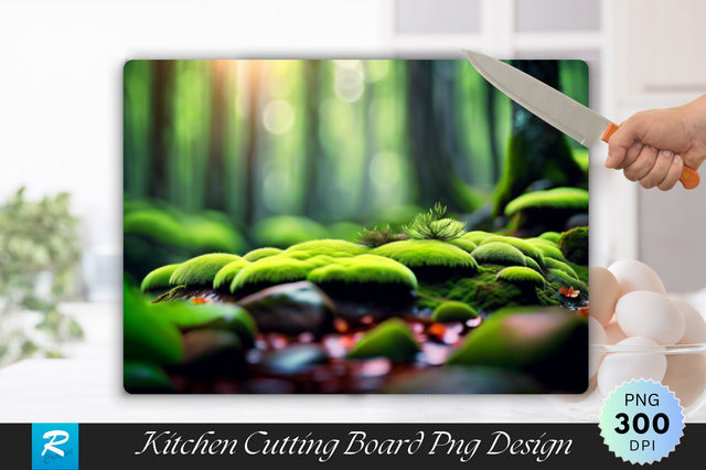 Selective Focus Lush Moss In Enchanting Forest Background Cutting Board Sublimation Regulrcrative 