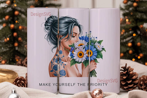 Self-Care Floral 20oz Tumbler Design Sublimation DesignSVG 