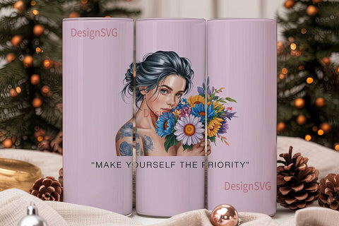 Self-Care Floral 20oz Tumbler Design Sublimation DesignSVG 