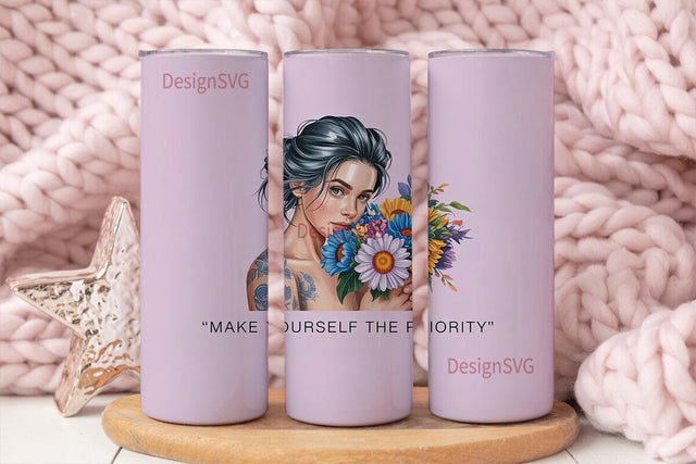 Self-Care Floral 20oz Tumbler Design Sublimation DesignSVG 