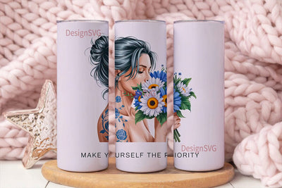 Self-Care Floral 20oz Tumbler Design Sublimation DesignSVG 