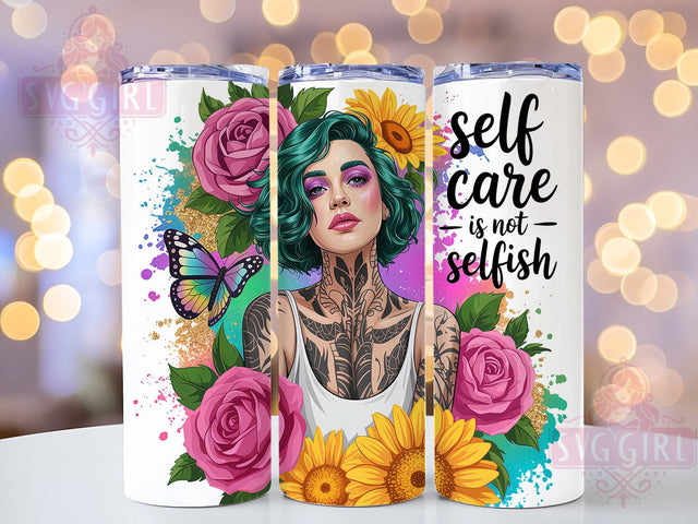 Self Care Floral Quote Tumbler Wrap, Mental Health Drinkware, Inspirational Flowers Cup, Positive Affirmation Wrap, 20oz Floral Quote, Wellness Message Tumbler, Uplifting Sublimation Design Sublimation SvggirlplusArt 