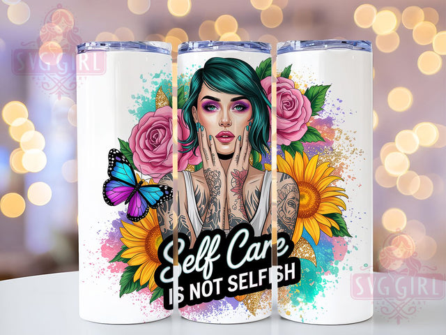 Self Care Floral Quote Tumbler Wrap, Mental Health Drinkware, Inspirational Flowers Cup, Positive Affirmation Wrap, 20oz Floral Quote, Wellness Message Tumbler, Uplifting Sublimation Design Sublimation SvggirlplusArt 