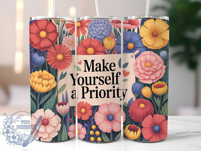 Self Care Positive Quote Tumbler, Positive Affirmation Wrap, 20Oz Skinny Tumbler, Motivational Sublimation Design, Inspirational Quote Tumbler, Empowerment Wrap, Uplifting Message Design Sublimation ToriDesigns 