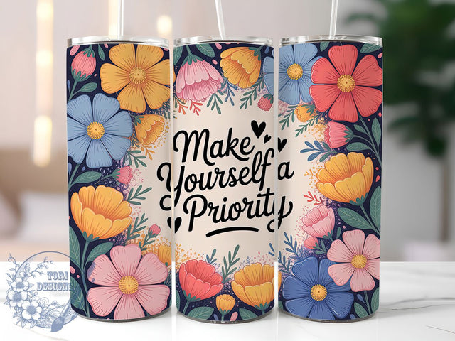 Self Care Positive Quote Tumbler, Positive Affirmation Wrap, 20Oz Skinny Tumbler, Motivational Sublimation Design, Inspirational Quote Tumbler, Empowerment Wrap, Uplifting Message Design Sublimation ToriDesigns 