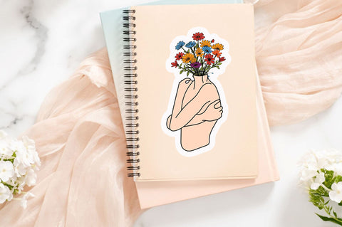 Self love body with flowers Sticker Design Sublimation Regulrcrative 