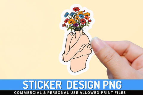 Self love body with flowers Sticker Design Sublimation Regulrcrative 