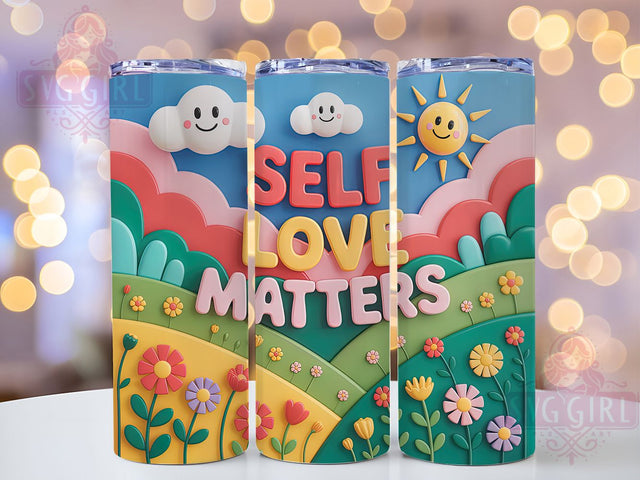 Self Love Matters 20oz Tumbler, Affirmation Tumbler, Motivational Wrap, Positive Quote PNG, Sublimation Design, 20oz Tumbler Wrap, Inspirational Cup Design Sublimation SvggirlplusArt 