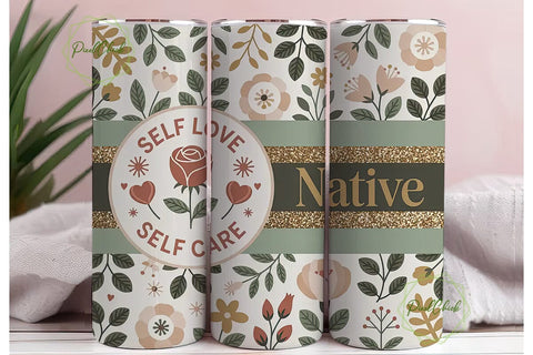 Self Love Native Floral 20oz Tumbler Sublimation PixelChick 