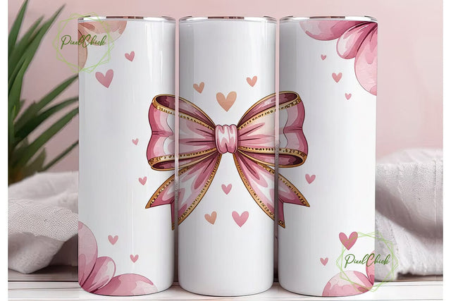 Self-Love Pink Bow 20oz Tumbler Wrap Sublimation PixelChick 