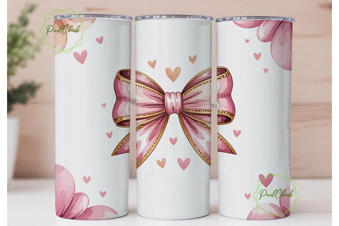 Self-Love Pink Bow 20oz Tumbler Wrap Sublimation PixelChick 
