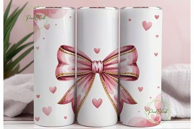 Self-Love Pink Bow 20oz Tumbler Wrap Sublimation PixelChick 