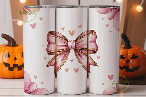 Self-Love Pink Bow 20oz Tumbler Wrap Sublimation PixelChick 