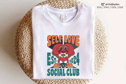 Self-love Svg, Social Club Svg, Retro Heart Character Svg, Trendy Retro Shirt Design SVG Artinrhythm shop 