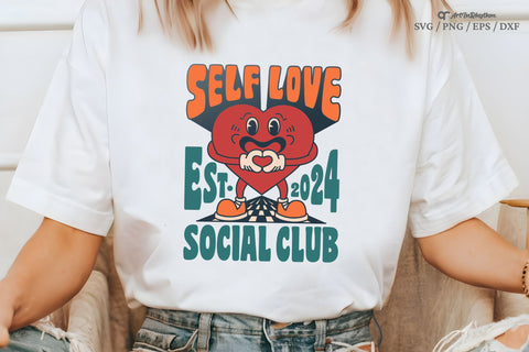 Self-love Svg, Social Club Svg, Retro Heart Character Svg, Trendy Retro Shirt Design SVG Artinrhythm shop 
