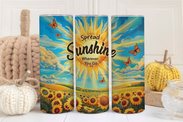 Self Love Tumbler, 20oz Skinny Tumbler Sublimation Design, Sunflower Field Tumbler Straight & Tapered PNG Digital Download Sublimation BouDesign 