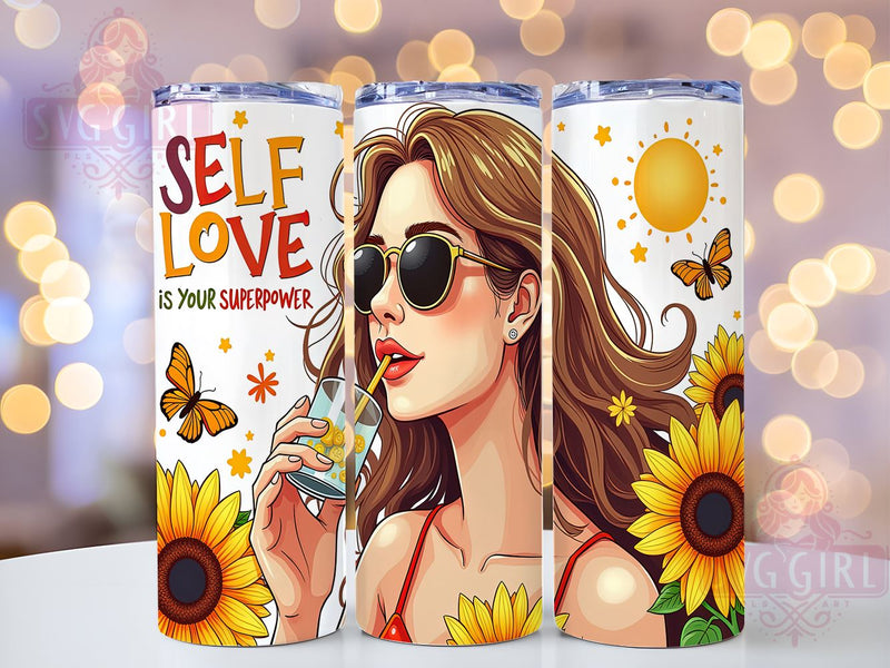 Self Love Tumbler, Inspirational Quotes, 20oz Tumbler Wrap, Sublimation PNG, Positive Affirmations, Empowerment Design, Digital Download Sublimation SvggirlplusArt 