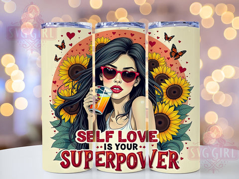 Self Love Tumbler, Inspirational Quotes, 20oz Tumbler Wrap, Sublimation PNG, Positive Affirmations, Empowerment Design, Digital Download Sublimation SvggirlplusArt 