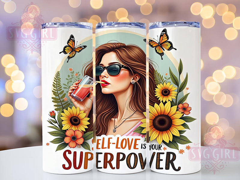 Self Love Tumbler, Inspirational Quotes, 20oz Tumbler Wrap, Sublimation PNG, Positive Affirmations, Empowerment Design, Digital Download Sublimation SvggirlplusArt 