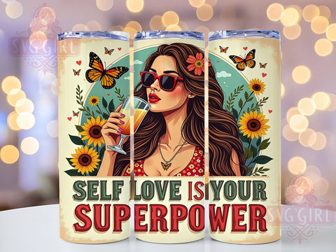 Self Love Tumbler, Inspirational Quotes, 20oz Tumbler Wrap, Sublimation PNG, Positive Affirmations, Empowerment Design, Digital Download Sublimation SvggirlplusArt 