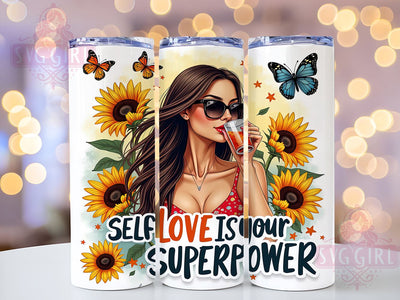 Self Love Tumbler, Inspirational Quotes, 20oz Tumbler Wrap, Sublimation PNG, Positive Affirmations, Empowerment Design, Digital Download Sublimation SvggirlplusArt 
