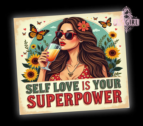Self Love Tumbler, Inspirational Quotes, 20oz Tumbler Wrap, Sublimation PNG, Positive Affirmations, Empowerment Design, Digital Download Sublimation SvggirlplusArt 