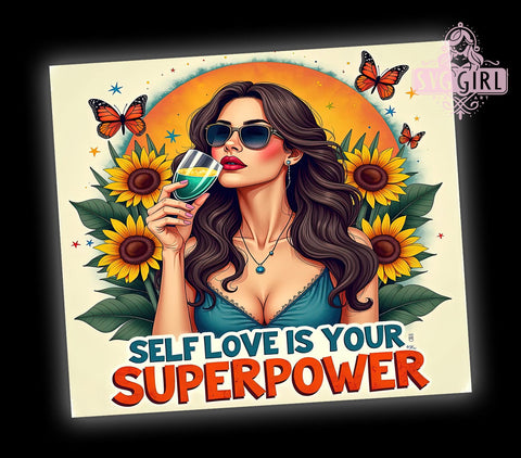 Self Love Tumbler, Inspirational Quotes, 20oz Tumbler Wrap, Sublimation PNG, Positive Affirmations, Empowerment Design, Digital Download Sublimation SvggirlplusArt 