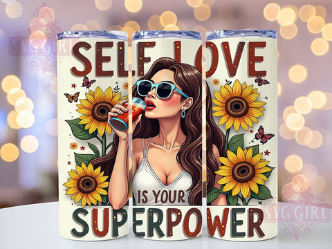 Self Love Tumbler, Inspirational Quotes, 20oz Tumbler Wrap, Sublimation PNG, Positive Affirmations, Empowerment Design, Digital Download Sublimation SvggirlplusArt 