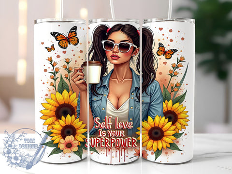 Self Love Tumbler, Inspirational Quotes, Motivational Design, Positive Affirmations, 20oz Sublimation, Digital Tumbler Wrap, Empowerment Gifts Sublimation ToriDesigns 