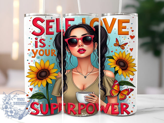 Self Love Tumbler, Inspirational Quotes, Motivational Design, Positive Affirmations, 20oz Sublimation, Digital Tumbler Wrap, Empowerment Gifts Sublimation ToriDesigns 