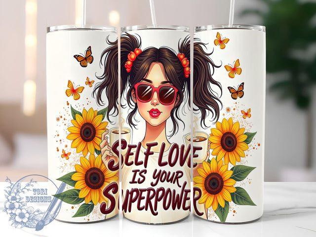 Self Love Tumbler, Inspirational Quotes, Motivational Design, Positive Affirmations, 20oz Sublimation, Digital Tumbler Wrap, Empowerment Gifts Sublimation ToriDesigns 