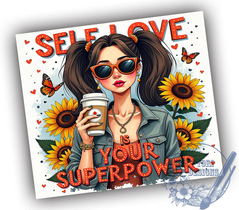 Self Love Tumbler, Inspirational Quotes, Motivational Design, Positive Affirmations, 20oz Sublimation, Digital Tumbler Wrap, Empowerment Gifts Sublimation ToriDesigns 