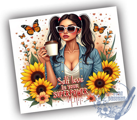 Self Love Tumbler, Inspirational Quotes, Motivational Design, Positive Affirmations, 20oz Sublimation, Digital Tumbler Wrap, Empowerment Gifts Sublimation ToriDesigns 