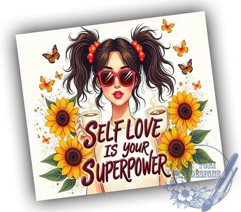 Self Love Tumbler, Inspirational Quotes, Motivational Design, Positive Affirmations, 20oz Sublimation, Digital Tumbler Wrap, Empowerment Gifts Sublimation ToriDesigns 