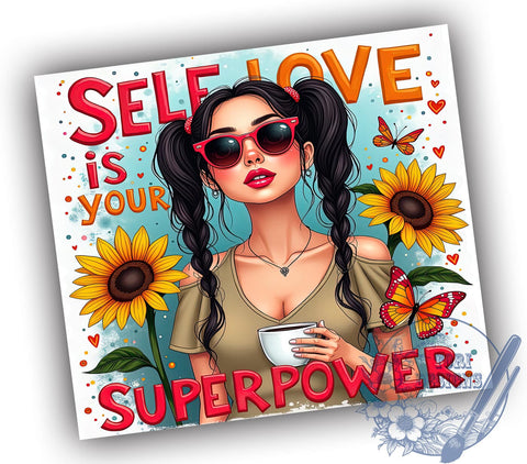 Self Love Tumbler, Inspirational Quotes, Motivational Design, Positive Affirmations, 20oz Sublimation, Digital Tumbler Wrap, Empowerment Gifts Sublimation ToriDesigns 
