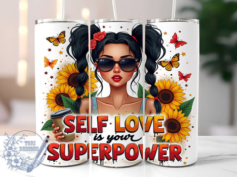 Self Love Tumbler, Inspirational Quotes, Motivational Design, Positive Affirmations, 20oz Sublimation, Digital Tumbler Wrap, Empowerment Gifts Sublimation ToriDesigns 