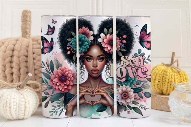 Self Love Tumbler Wrap, 20oz Skinny Sublimation Tumbler Design, Watercolor Sublimation Wrap, Floral Funny Tumbler PNG Downloads Sublimation BouDesign 