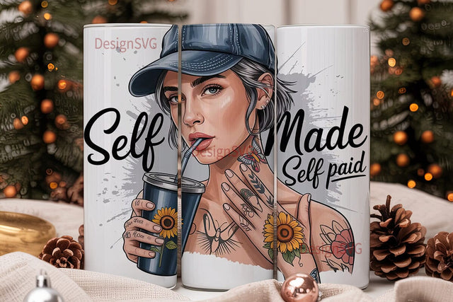 Self-Made Girl 20oz Tumbler Wrap Sublimation DesignSVG 