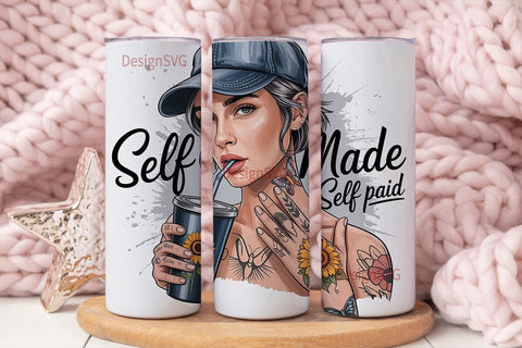 Self-Made Girl 20oz Tumbler Wrap Sublimation DesignSVG 