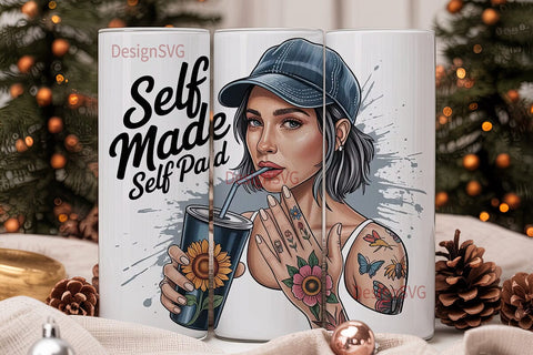 Self-Made Girl 20oz Tumbler Wrap Sublimation DesignSVG 