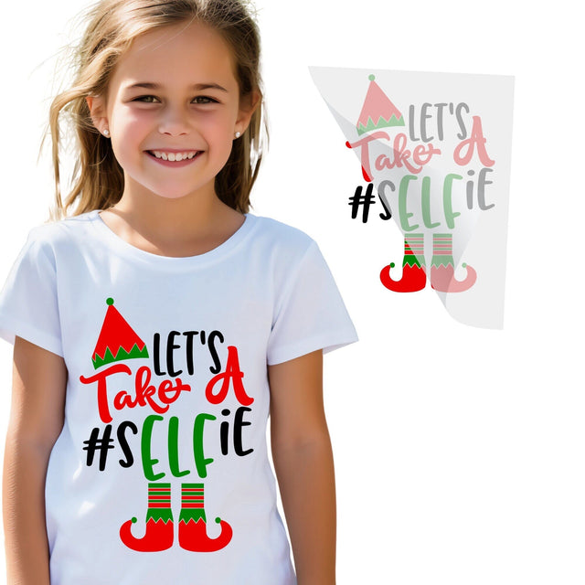 Selfie Christmas Elf Iron On Transfer Physical So Fontsy T-Shirt Iron-On Transfer Shop