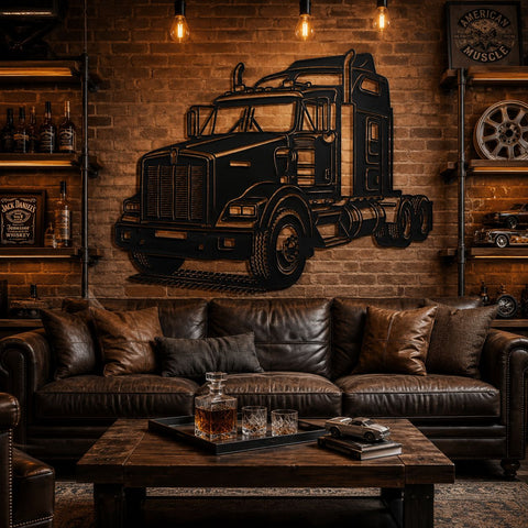 Semi Truck Laser SVG | Semi Truck Metal Wall Art Cut File | CNC Plasma Laser Cut File | Truck Driver Decor SVG HappyDesignStudio 